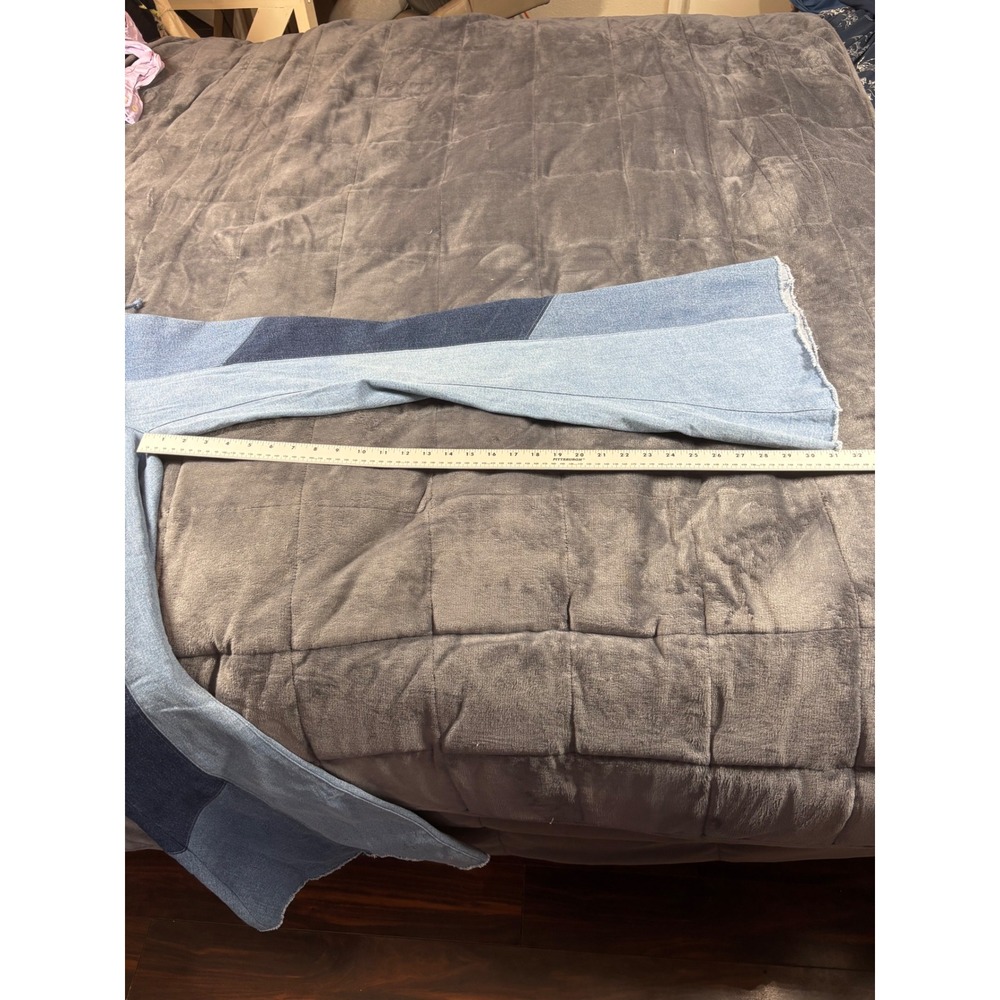 Venus Patchwork Bell Bottom Flare Jeans Blue Lace Up High Rise Womens Size 4 - Picture 9 of 14